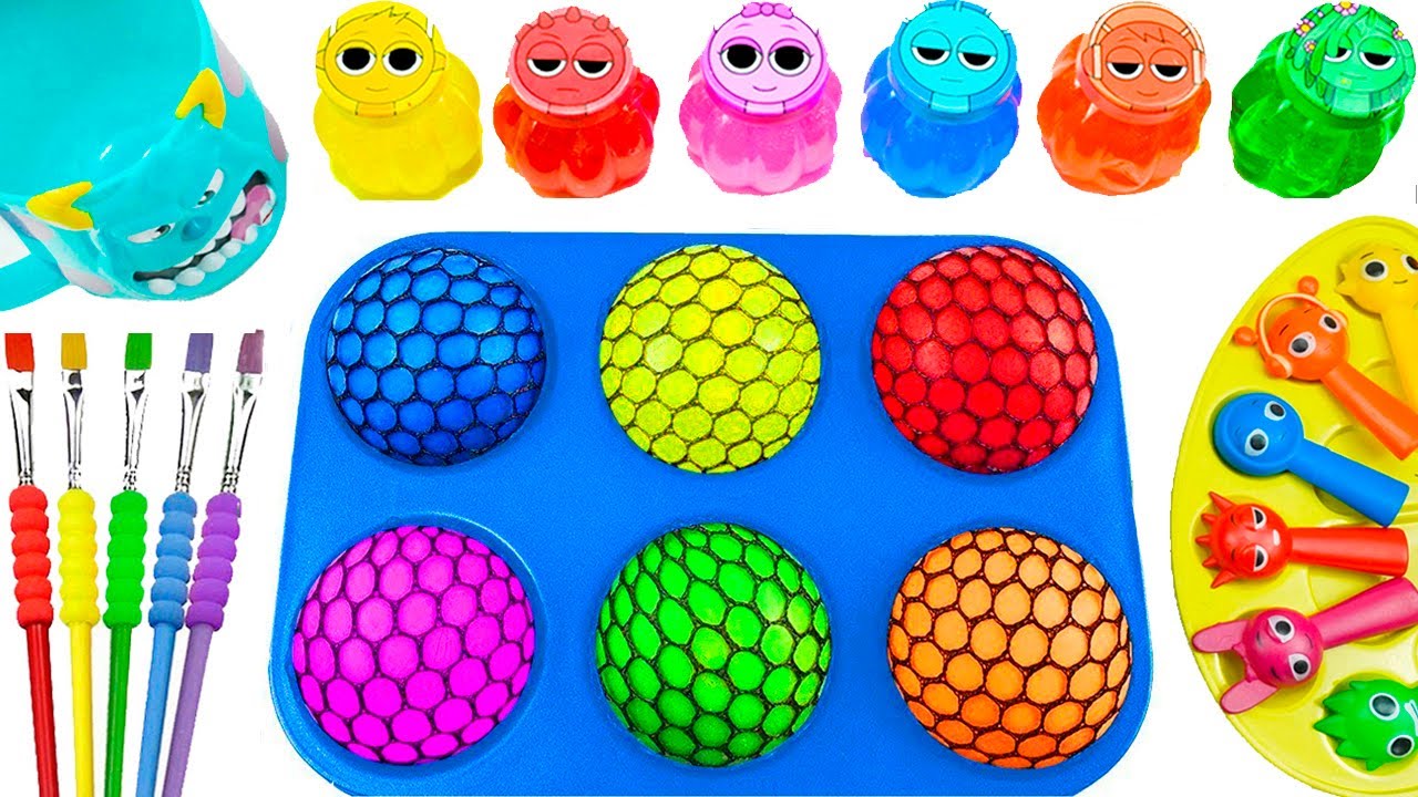 Satisfying Video l DIY How To Make Rainbow Cazy Glitter BIG SLIMES & Sprunki Balloon Time ASMR
