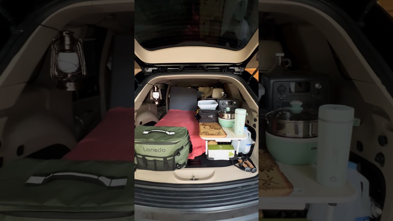SUV car camping kitchen - Simple setup #camping #travel #carcamping #short
