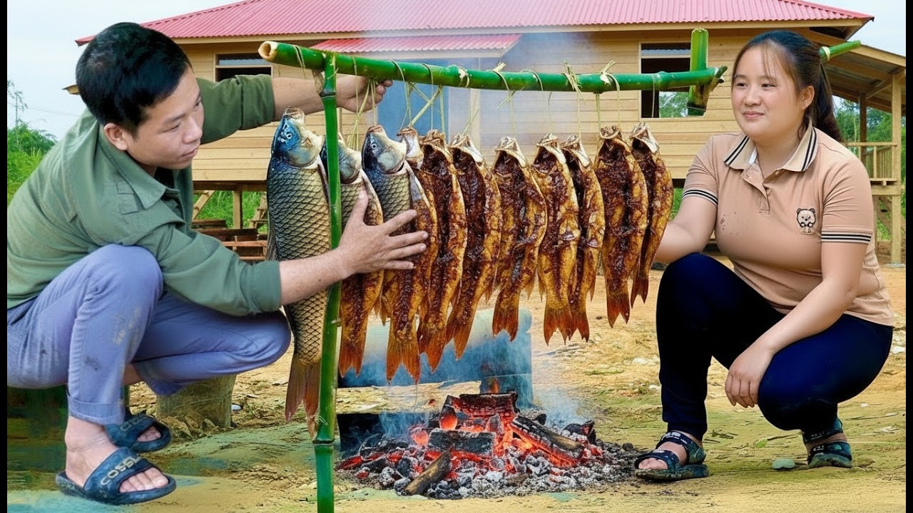 Peaceful Farm: Traditional Techniques for Smoking Fish and Cleaning Pond Bottoms