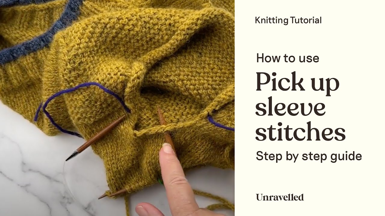 Knitting tutorial - How to pick up sleeve stitches from waste yarn