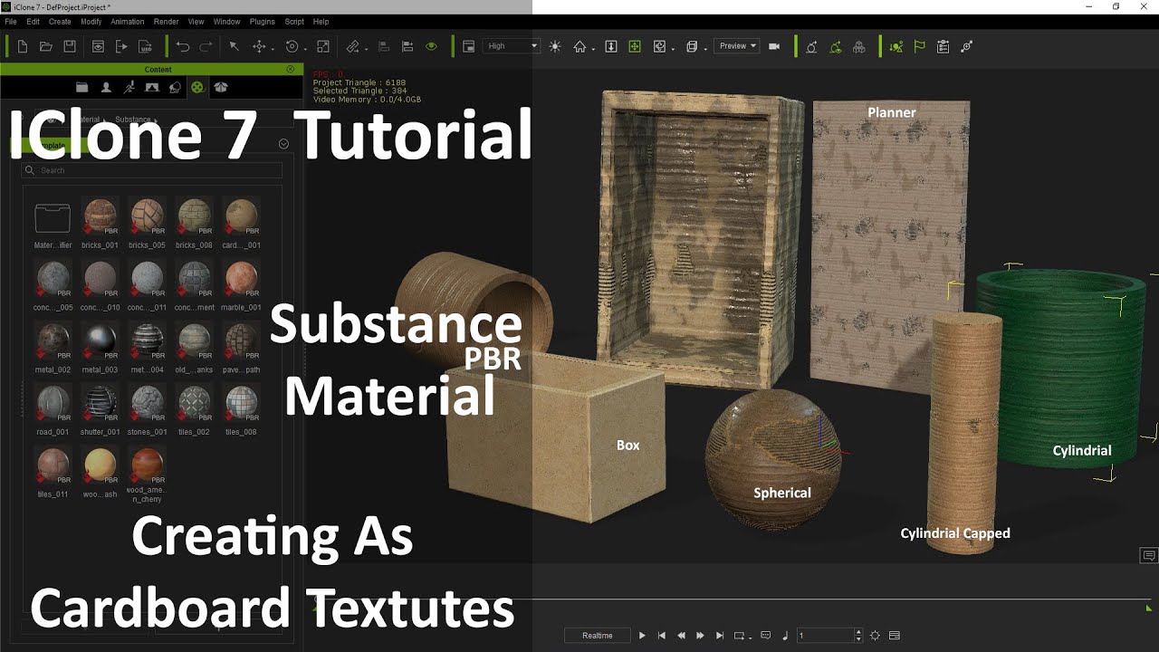 IClone 7 Tutorial - Substance  Material PBR Cardboard