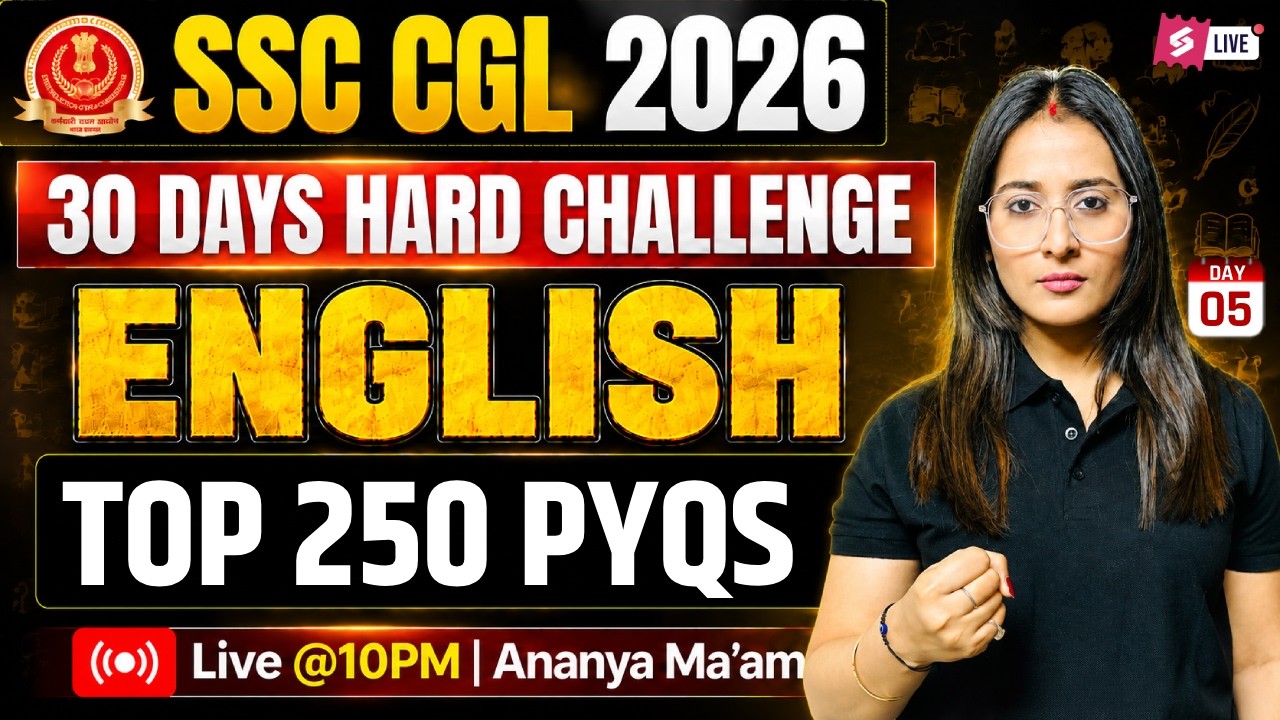 SSC CGL English Classes 2026 | SSC CGL English Previous Year Solved Paper | SSC CGL by Ananya Mam