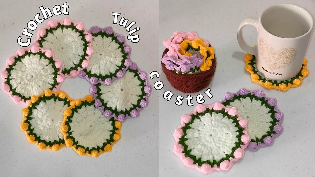CROCHET COASTER | HOW TO CROCHET TULIP COASTER | COASTER TUTORIAL | CROCHET FOR BEGINNERS