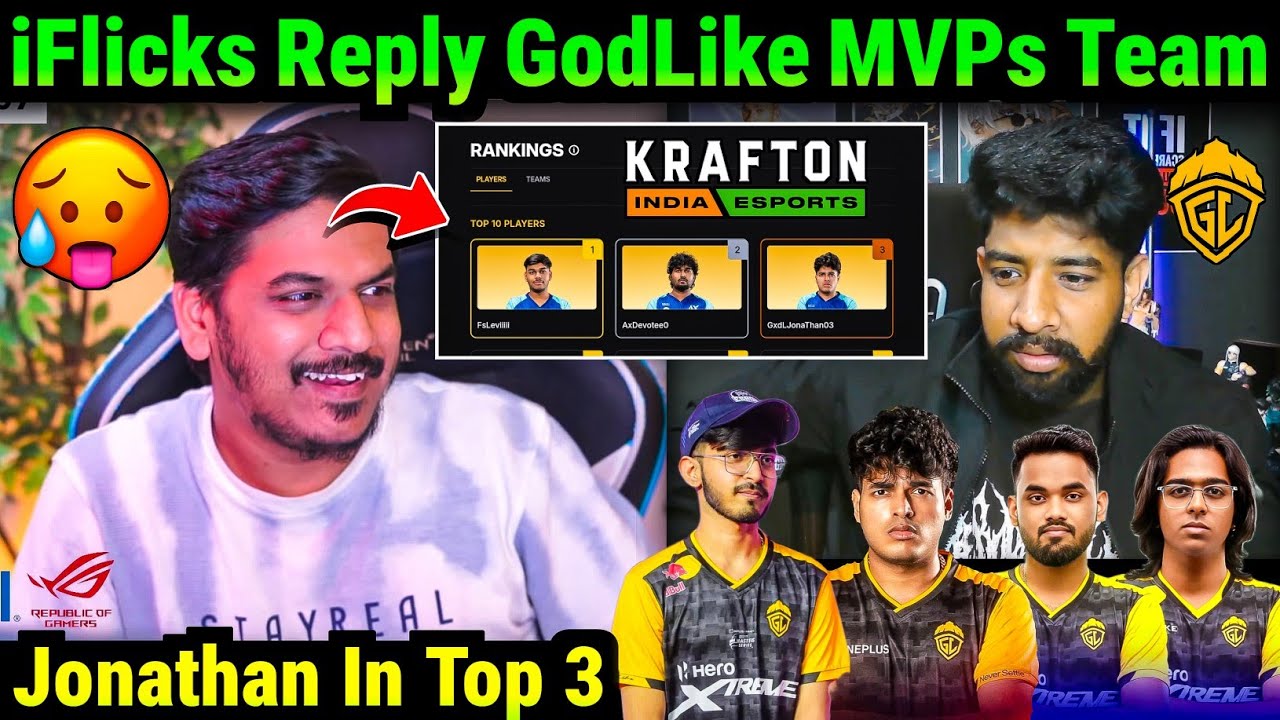 iFlicks React On Jonathan In Bgmi Top 3 Players😯 GodLike MVPs Team🔥 Robin On GodL Bgis Lineup🥵