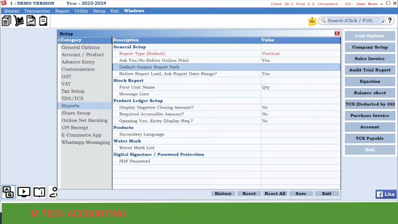 PLUS ACCOUNTING REPORT SETUP OF OUTSTANDIND , LEDGER AND BALANCE SHEET