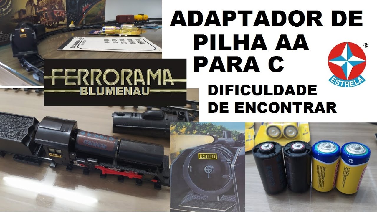 FERRORAMA - ADAPTADOR DE PILHA AA PARA C, DIFICULDADE DE ACHAR PILHAS COMPATÍVEIS PARA RODAR O TREM