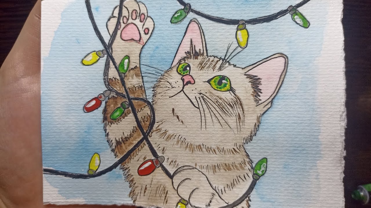 Рисунок акварелью / Котик
