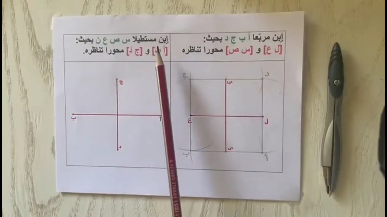 بناء المربّع و المستطيل استنادا إلى محاور التّناظر
