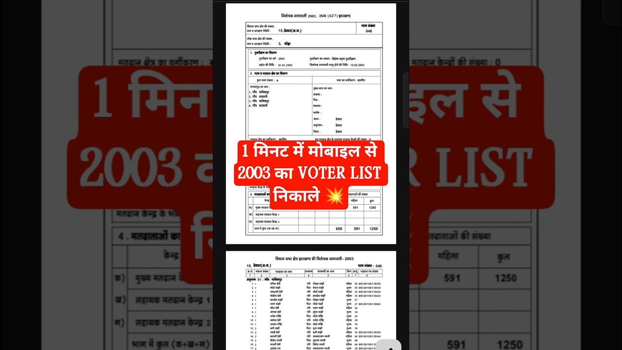 How to get Jharkhand 2003 voter list from mobile?