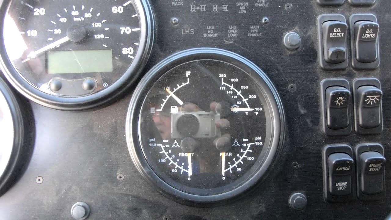 Driver cabin of OshKosh Heavy Expanded Mobility Tactical Truck HEMTT