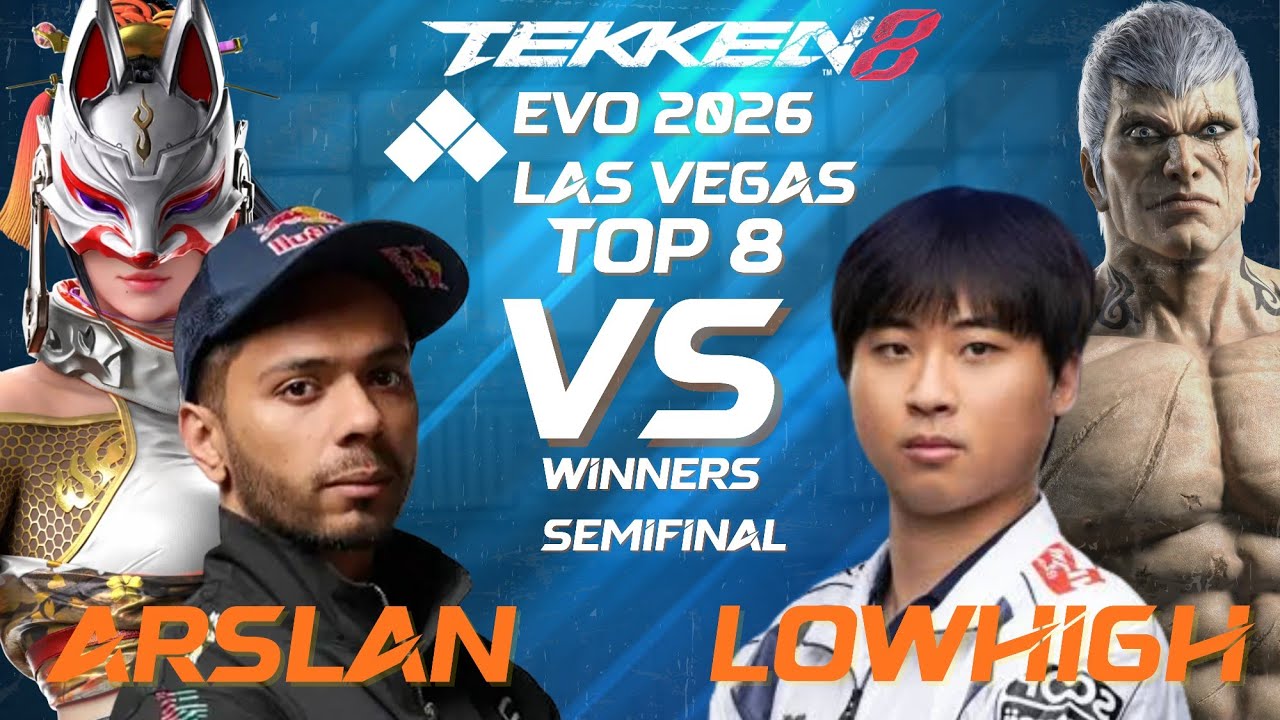 Tekken 8 Arslan Ash против Lowhigh EVO 2026 полуфинал верхней сетки Лас-Вегас США топ-8 TWT 2026