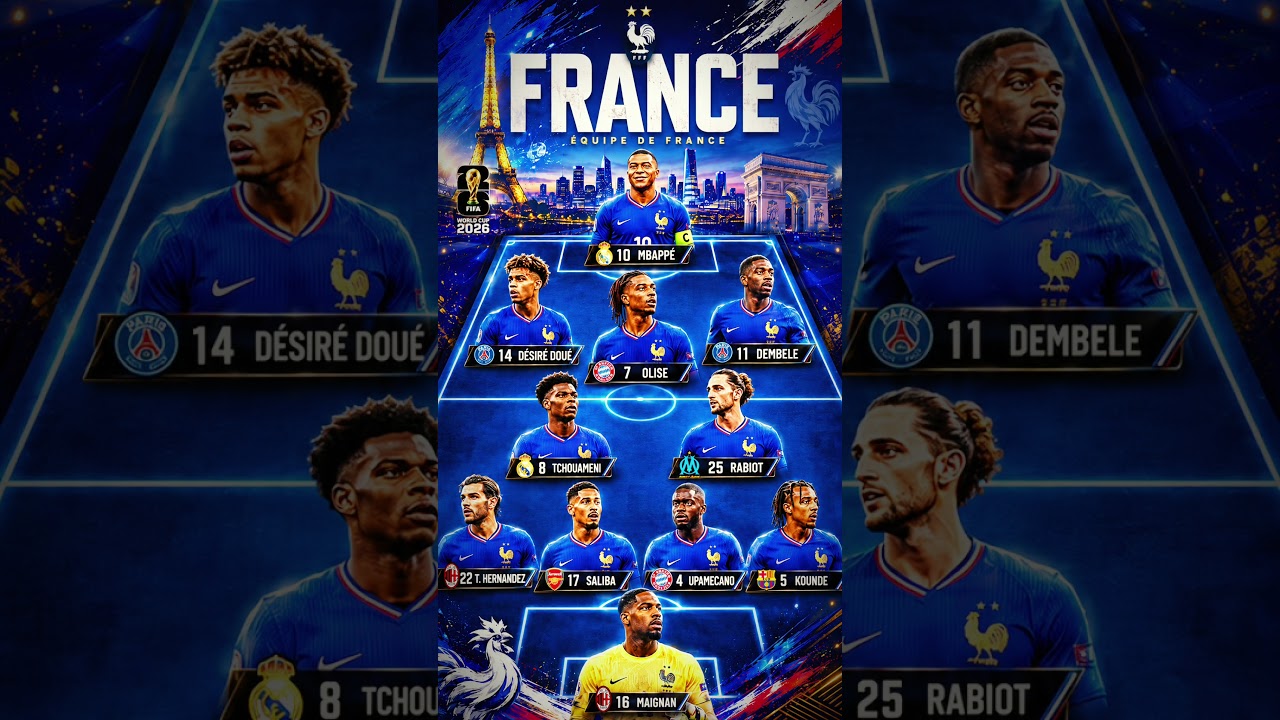 Rate this France World Cup 2026 lineup from 1-10! 🧠⚽ ⁉️ #worldcup2026 #france #mbappe #fifa