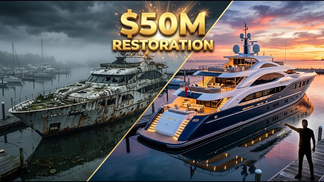 Abandoned $50M Bugatti-Inspired Superyacht Restoration | From Ruin to Ultra Luxury (ASMR)