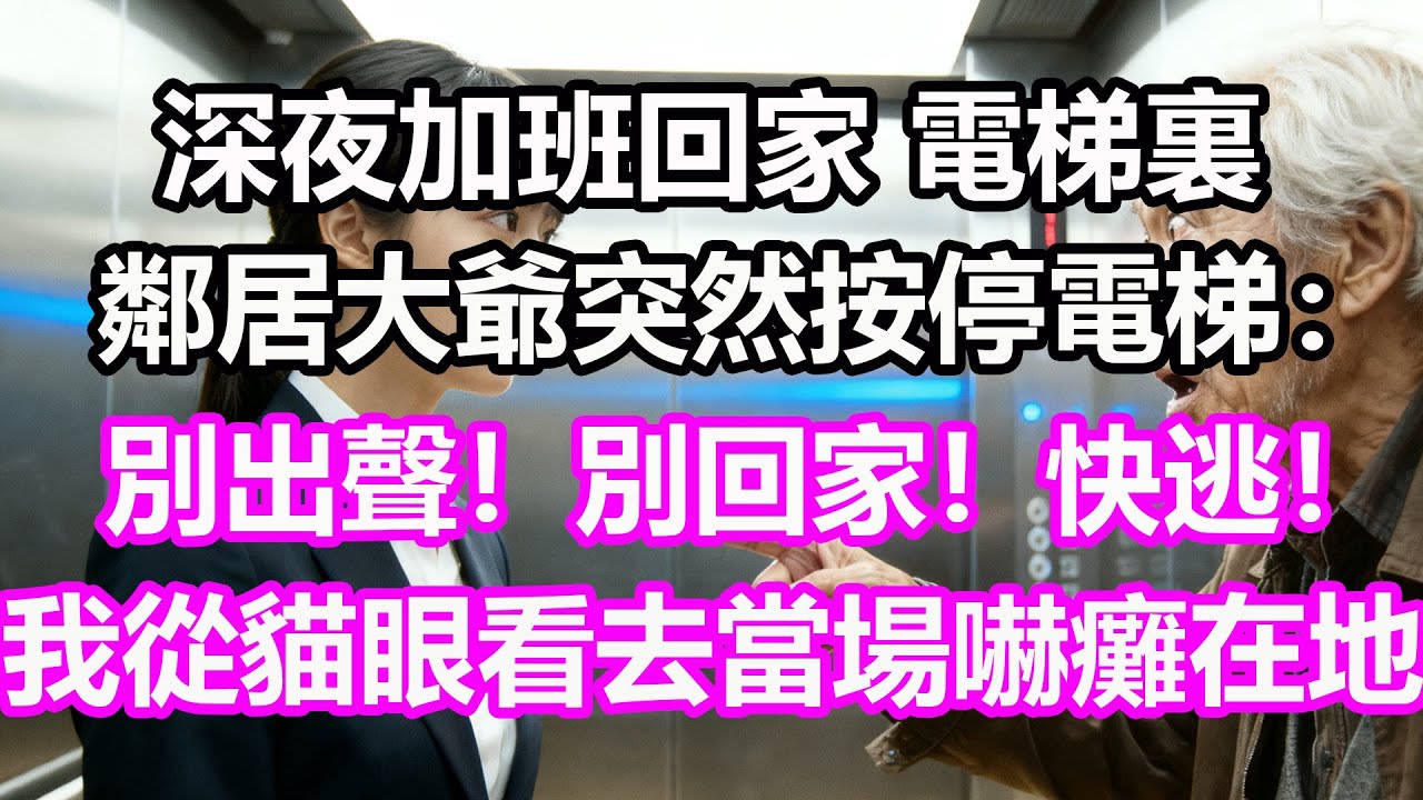深夜加班回家，電梯裏鄰居大爺突然按停電梯：別出聲！別回家！快逃！，我從貓眼看去當場嚇傻癱坐在地，竟然...#淺談人生#民間故事#孝顺#儿女#讀書#養生#深夜淺讀#情感故事#房产#晚年哲理#中老年#養老