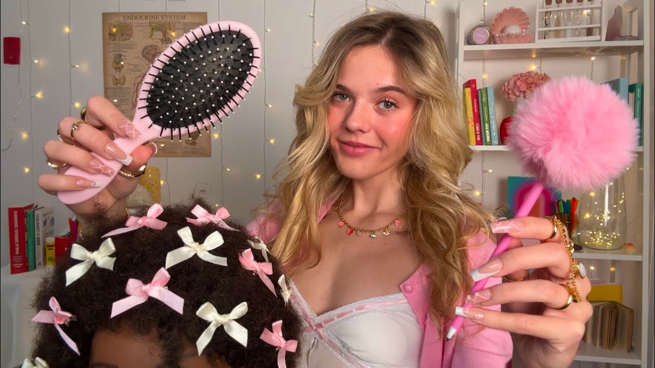 ASMR Girl In The Back Of Class Plays With Your 4c Hair 🎀✏️