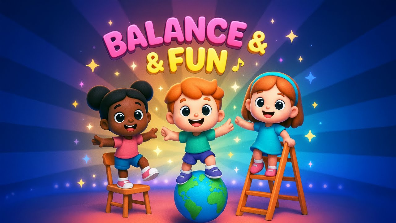 🎪✨ Balancing Fun Song 🎶 | Nursery Rhyme for Kids | Equilibrists with Ladders, Chairs & Globes
