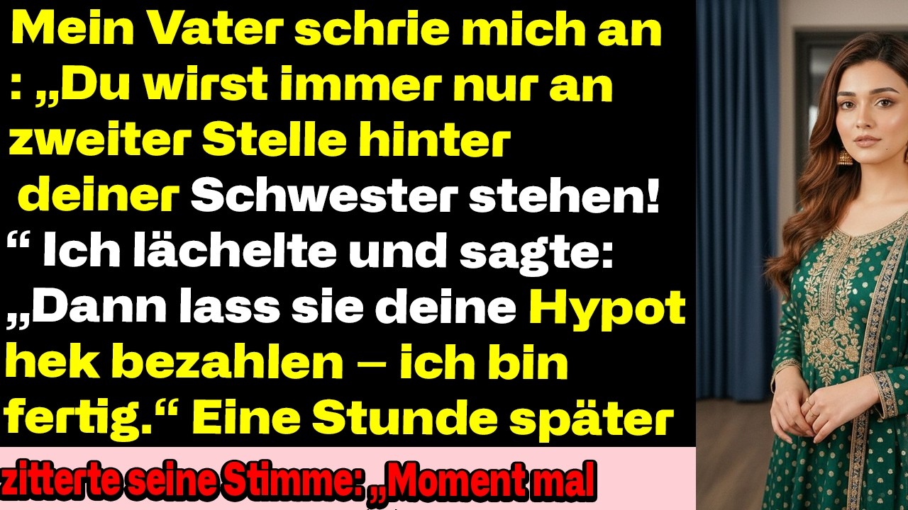 Du wirst immer nur Zweite nach deiner Schwester sein!“, schrie mein Vater—ich lächelte: „Dann