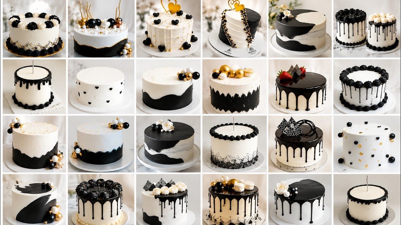 🎂Black & White Cake Designs 🖤 🤍/Black Cake Design/Boy Birthday Cake Design/Cake Ki Video/Cake design