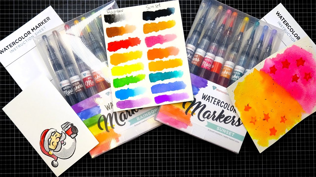 Diamond Press Watercolor Markers Swatches and Tutorial! Two Sets: Rainbow and Sunset!