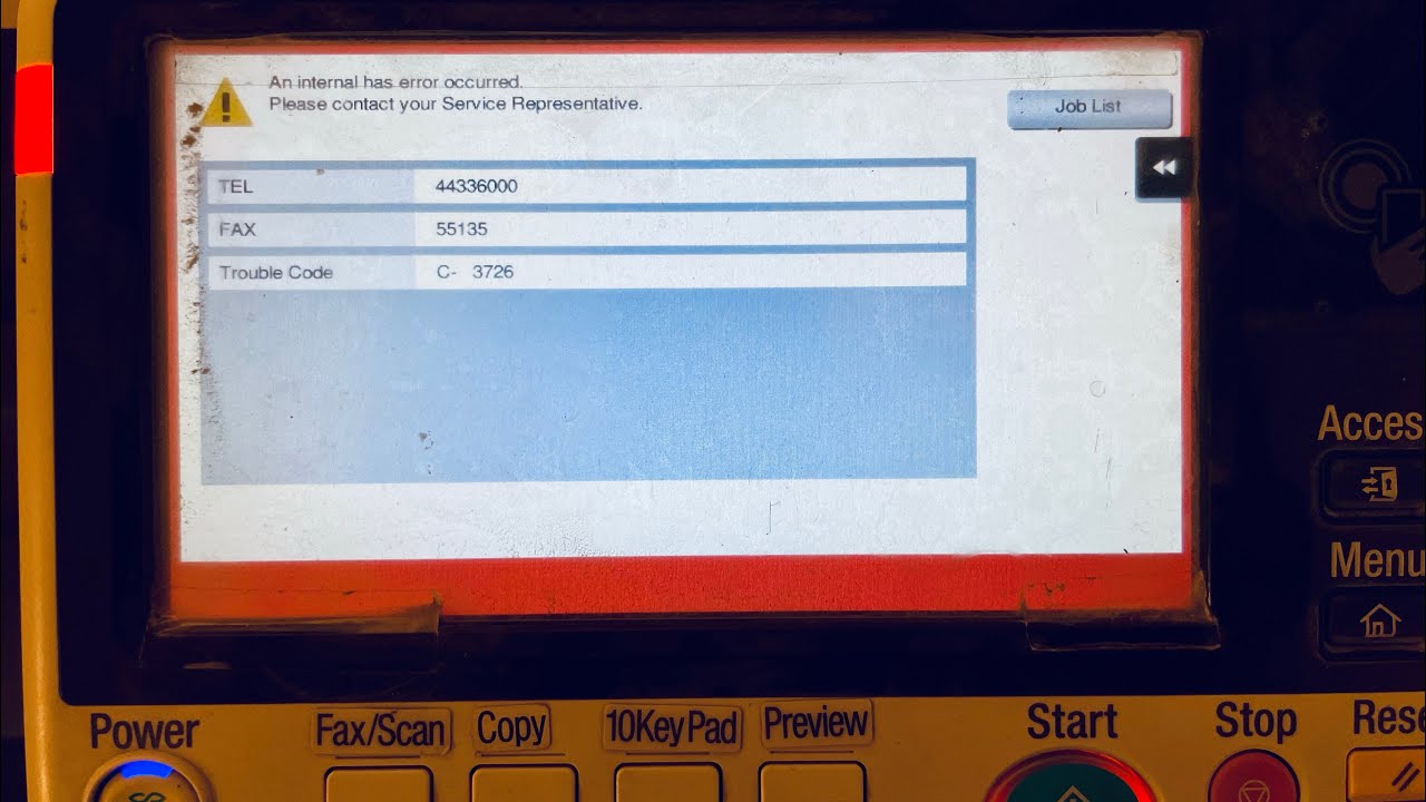 How to fix error code c3726 in Konica Minolta C266