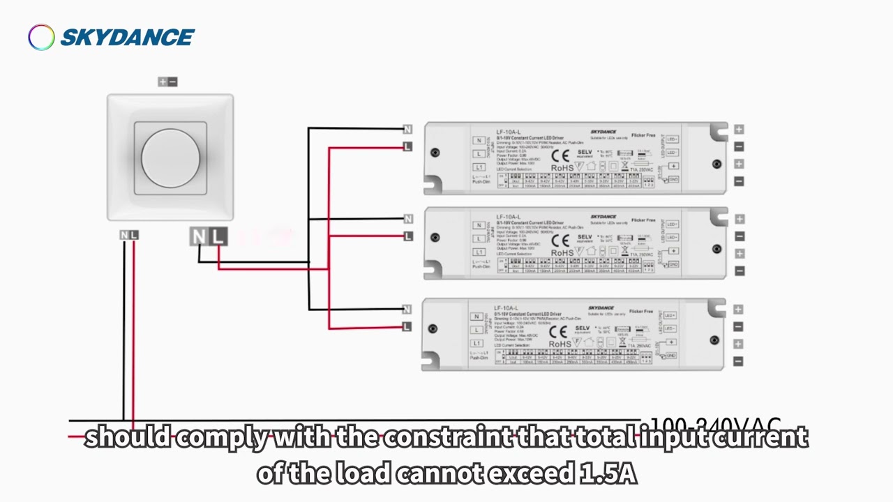 SKYDANCE 0-10V Dimmer & Dimmable LED Driver Wiring