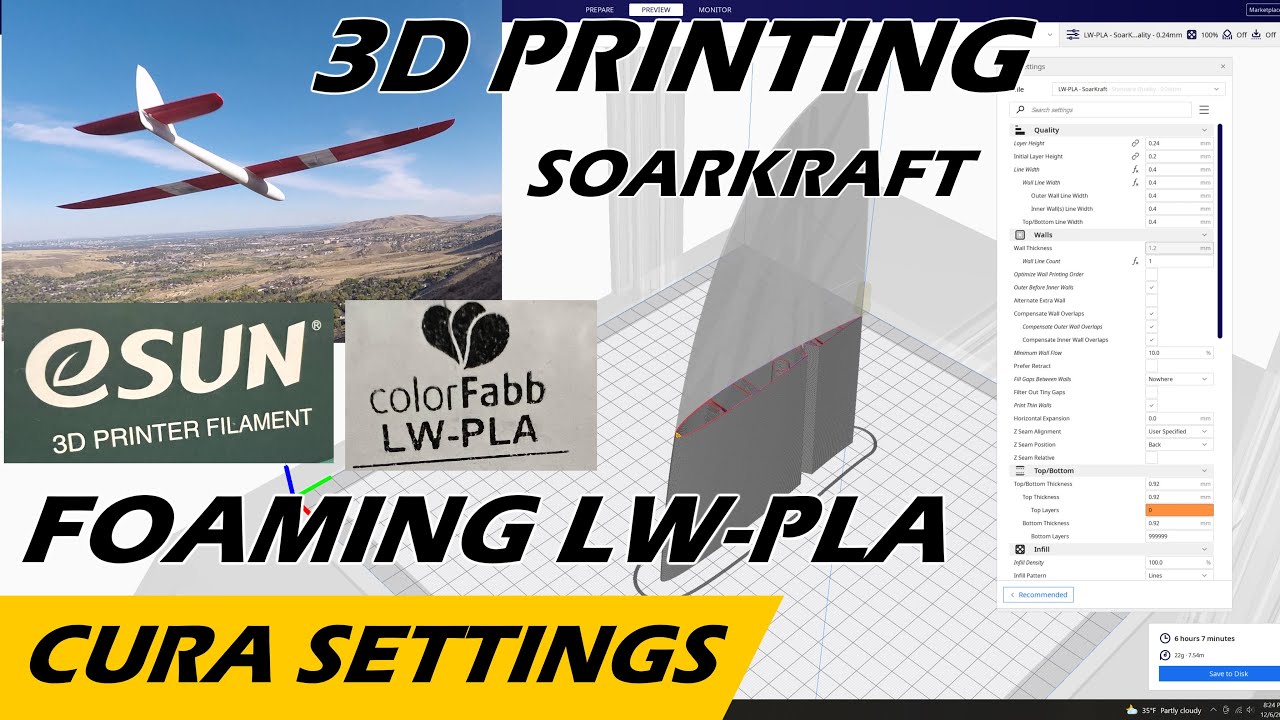 3D Printing - Cura Settings for Foaming LW-PLA - Light Weight - ColorFabb and Esun