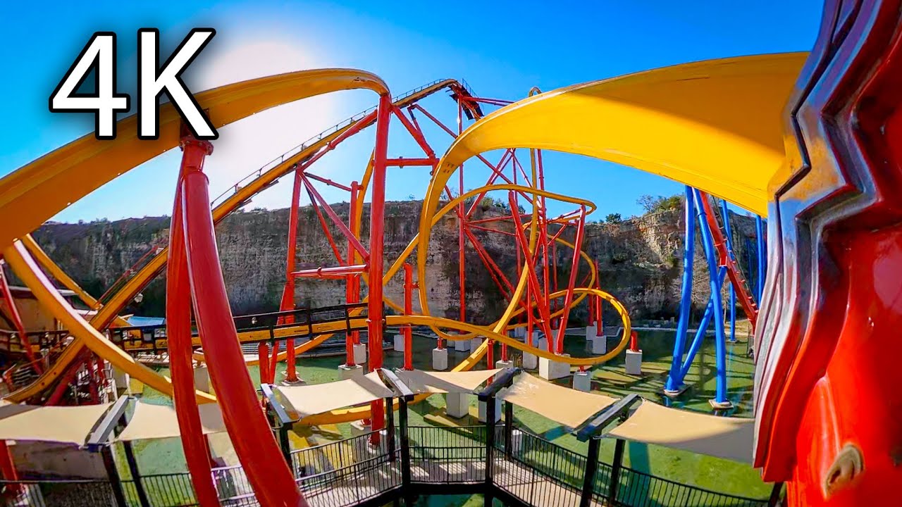 Wonder Woman Golden Lasso Coaster horizon leveled front seat on-ride 4K POV Six Flags Fiesta Texas