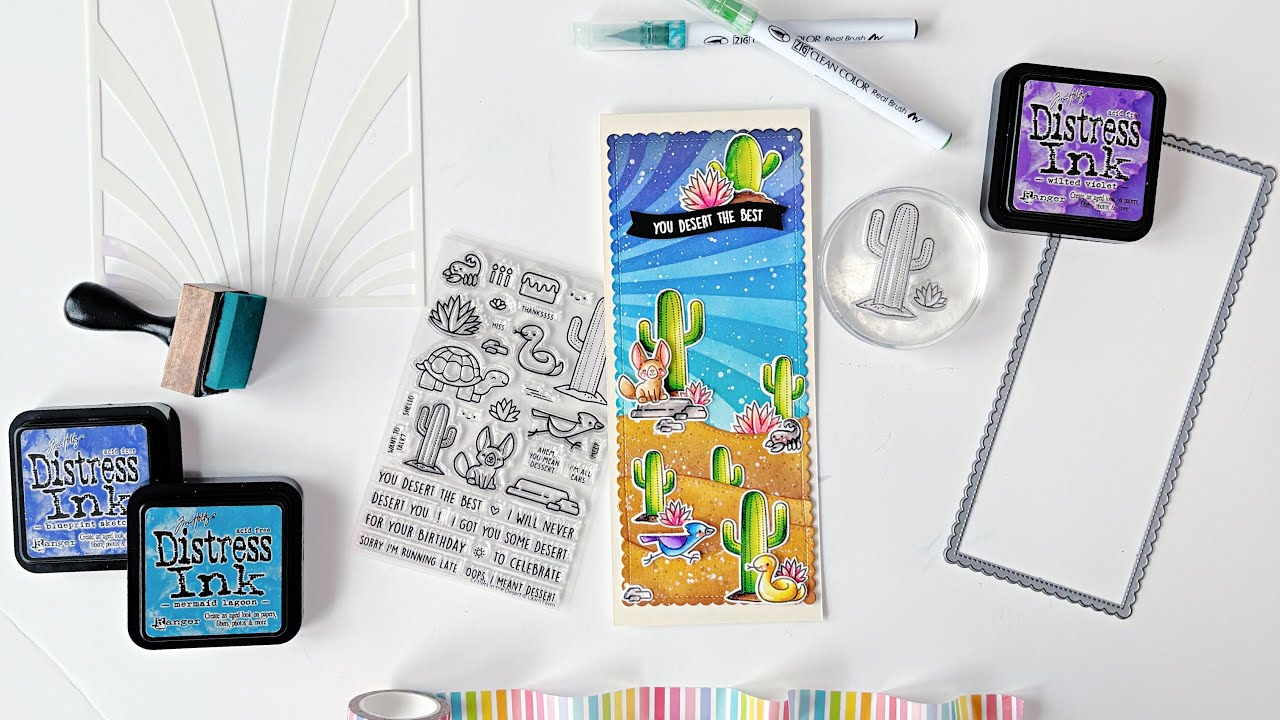 Lawn Fawn Critters in the Desert Slimline Card