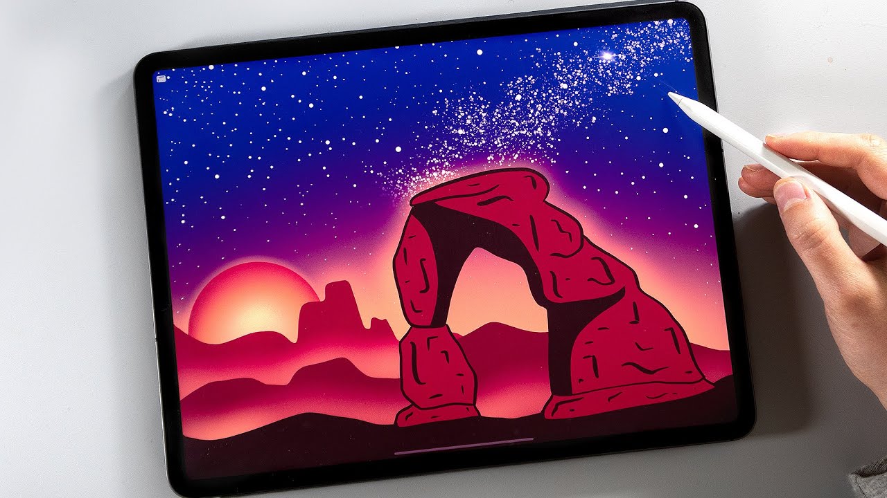 Starry Desert Night | Procreate Drawing on iPad
