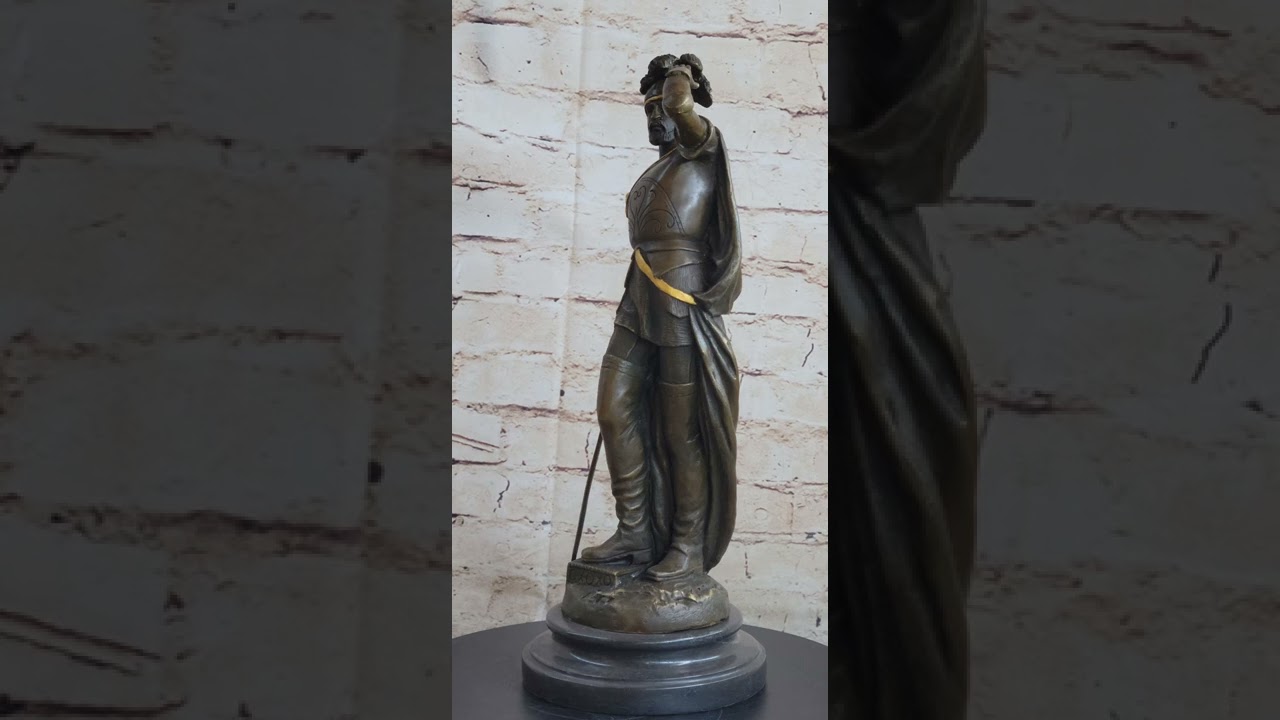 Italian Renaissance Warrior Knight Bronze Statue Sculpture Figure Gold Patina 15
