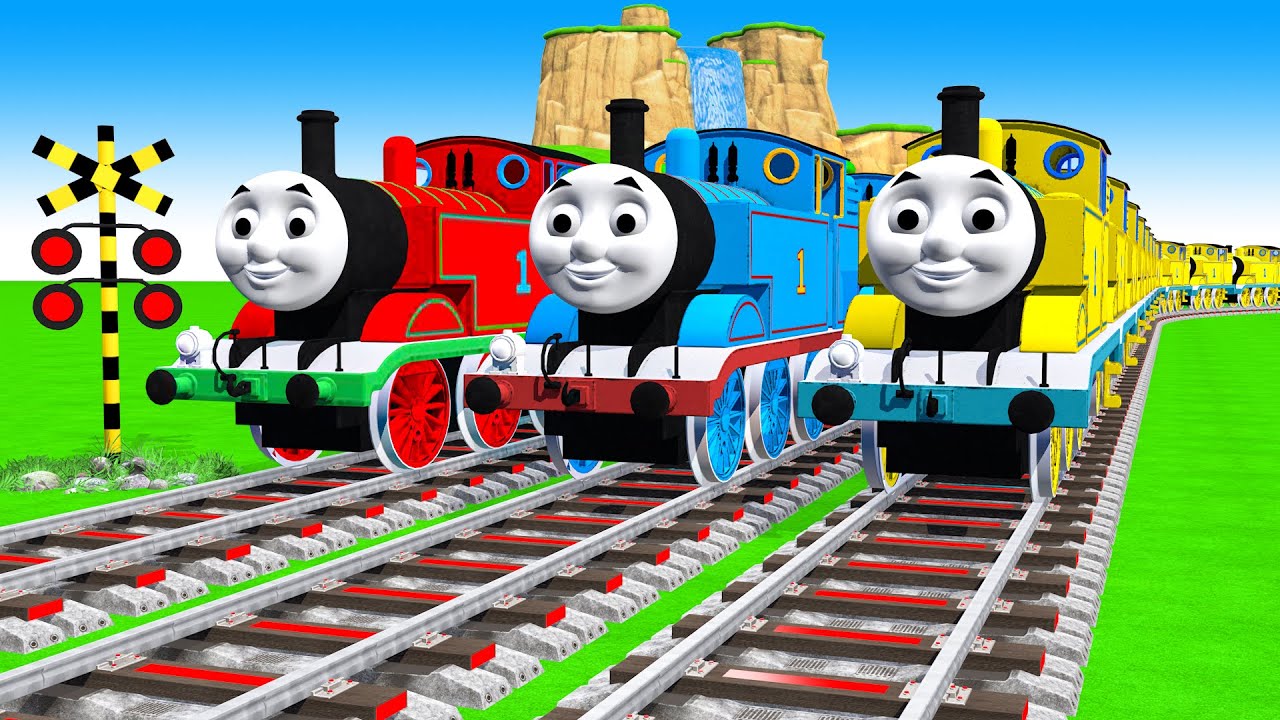 【踏切アニメ】あぶない電車 5 TRAIN Thomas Climping Pynamid | Railroad Crossing Animation #train