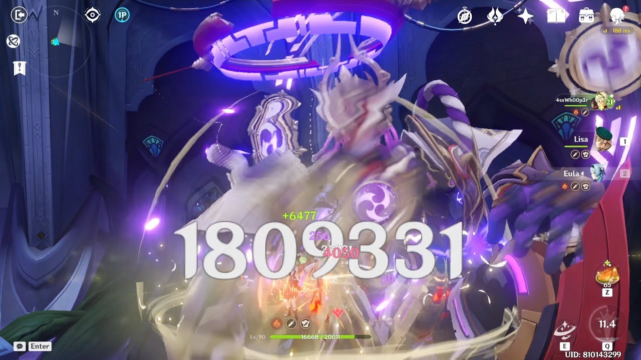 C4 Eula Showcase With R5 4* Claymore Serpent Spine