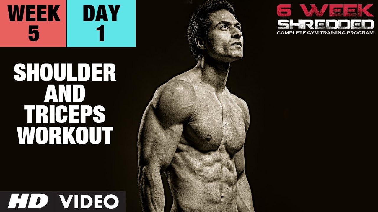 Week 5: Day 1 - Shoulder, Triceps and Upper Abs Workout | Guru Mann 6 Week Shredded Program