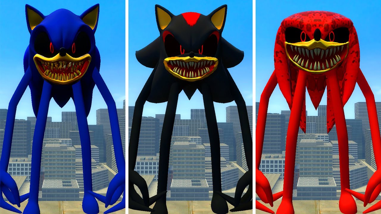 I BECAME SONIC NIGHTMARE SMILEY vs KNUCKLES SMILEY vs SHADOW SMILEY EPIC BATTLE in Garry's Mod