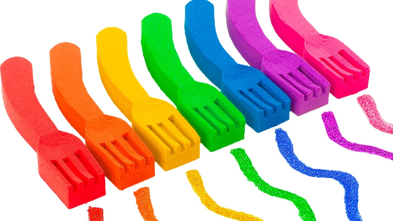 Satisfying Video | How To Make Rainbow Fork With Kinetic Sand Cutting ASMR | Yo Yo Candy