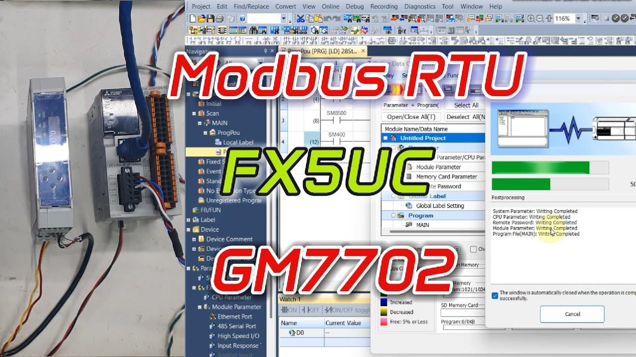 Hướng dẫn chi tiết: Modbus RTU PLC FX5UC và bộ hiển thị cân GM7702