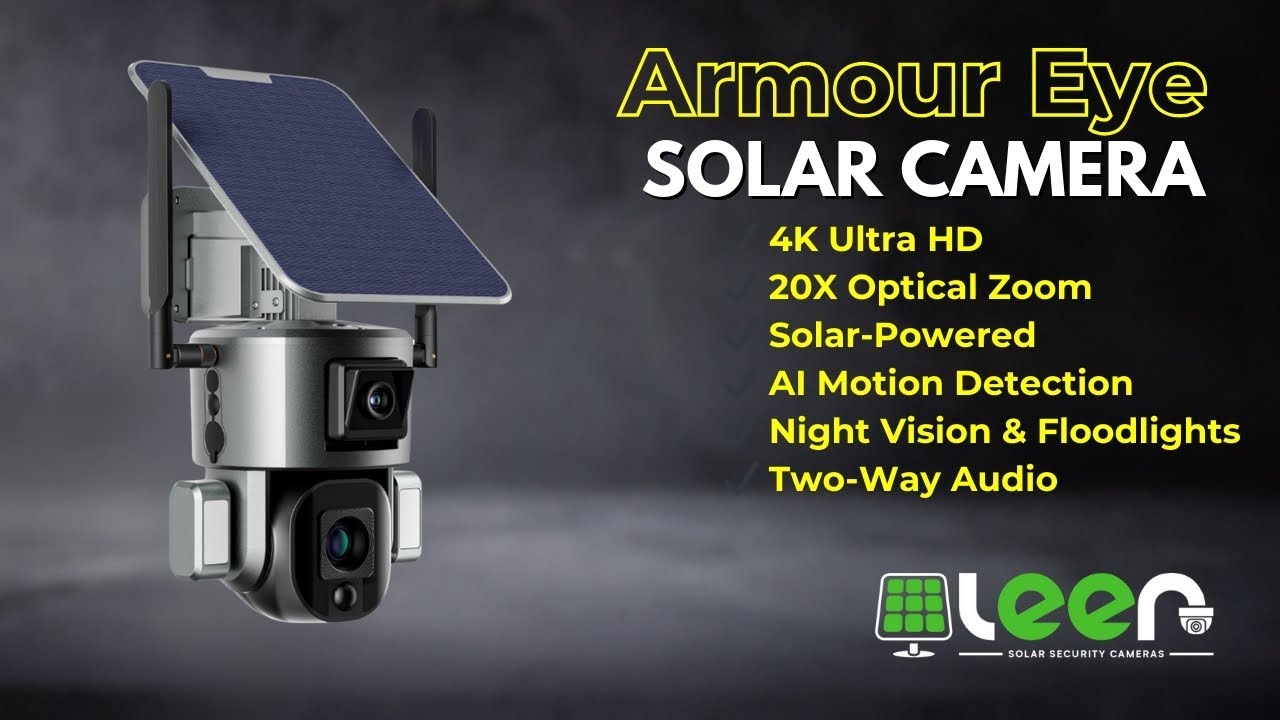 🔒 Armour Eye 4K Solar Security Camera – 20X Optical Zoom, No Wiring Needed!