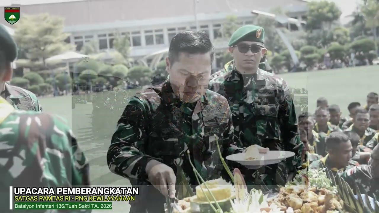 Upacara Pemberangkatan Satgas Pamtas RI–PNG Kewilayahan Yonif 136/TS TA 2026
