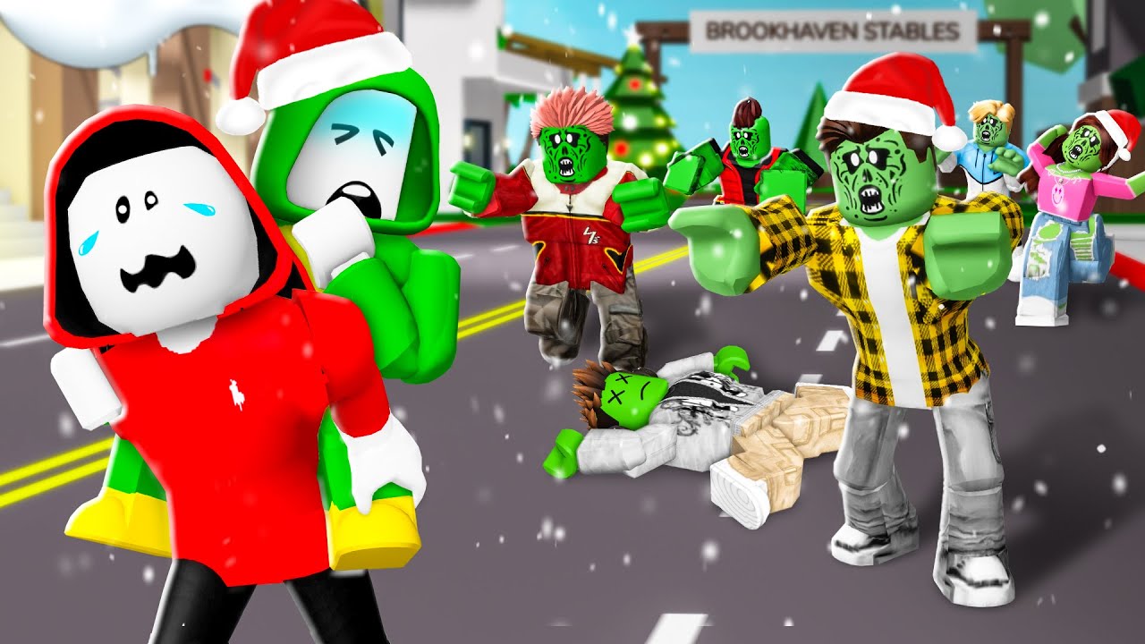 Escape The CHRISTMAS ZOMBIE Apocalypse | Maizen Roblox | ROBLOX Brookhaven 🏡RP - FUNNY MOMENTS
