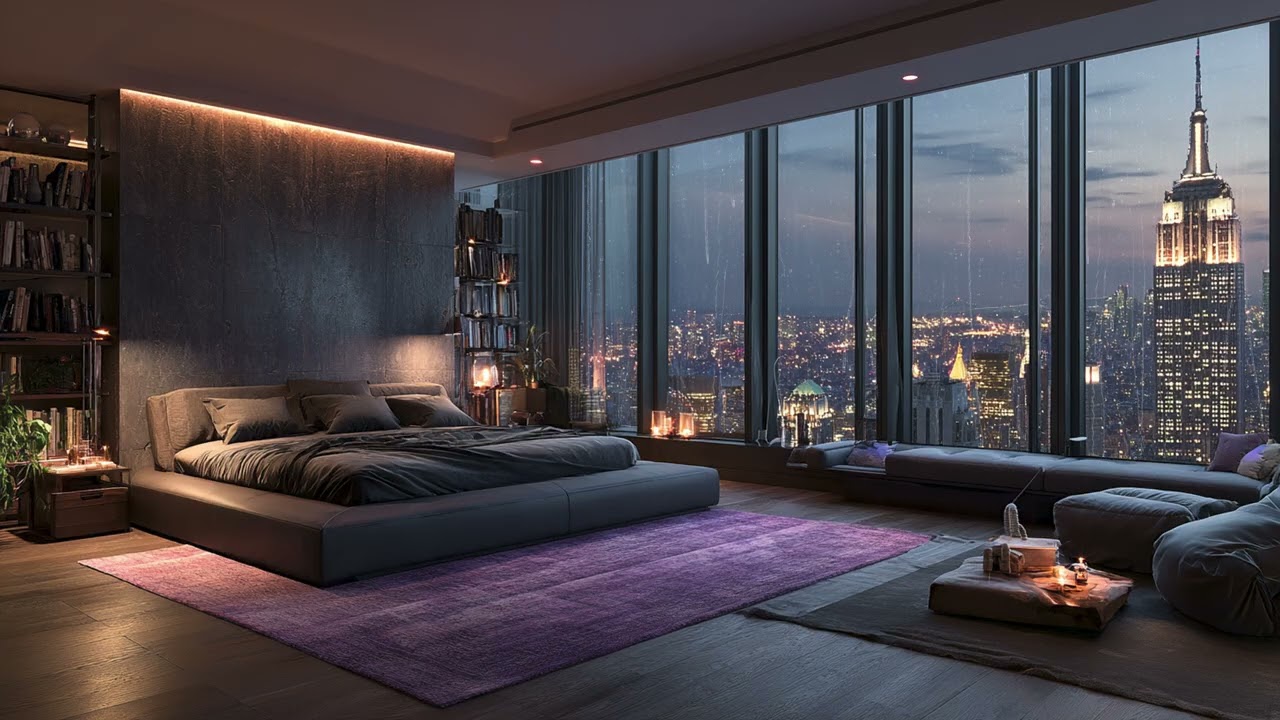 Cozy Rainy Night in New York City Ambience for Sleeping, Calm Study and Peaceful Relaxation