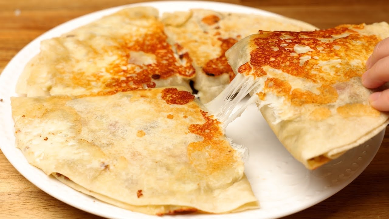 Без духовки! Сырная и очень вкусная! Кесадилья с говядиной на сковороде. Простой рецепт ужина.