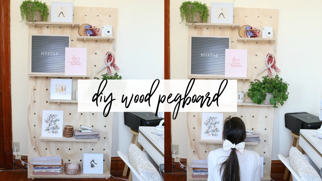 DIY Wood Pegboard Shelf