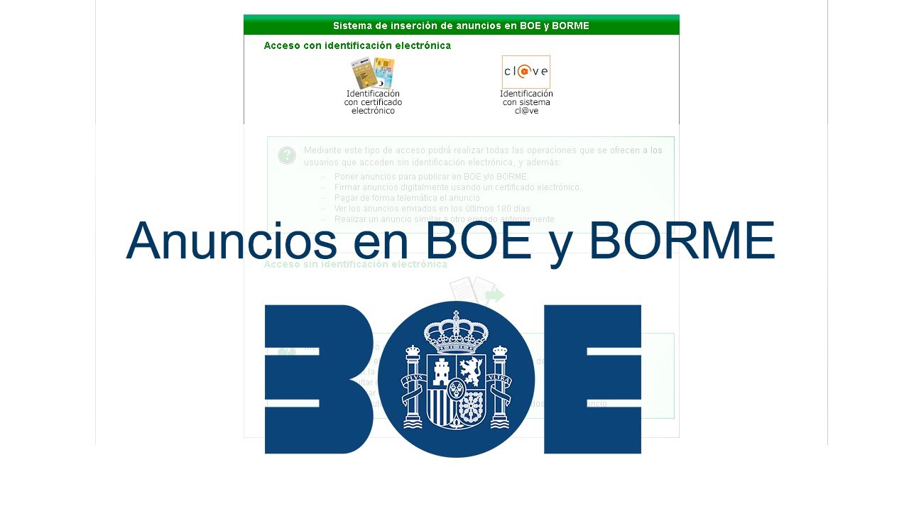 Anuncios en BOE y BORME - Agencia Estatal Boletín Oficial del Estado