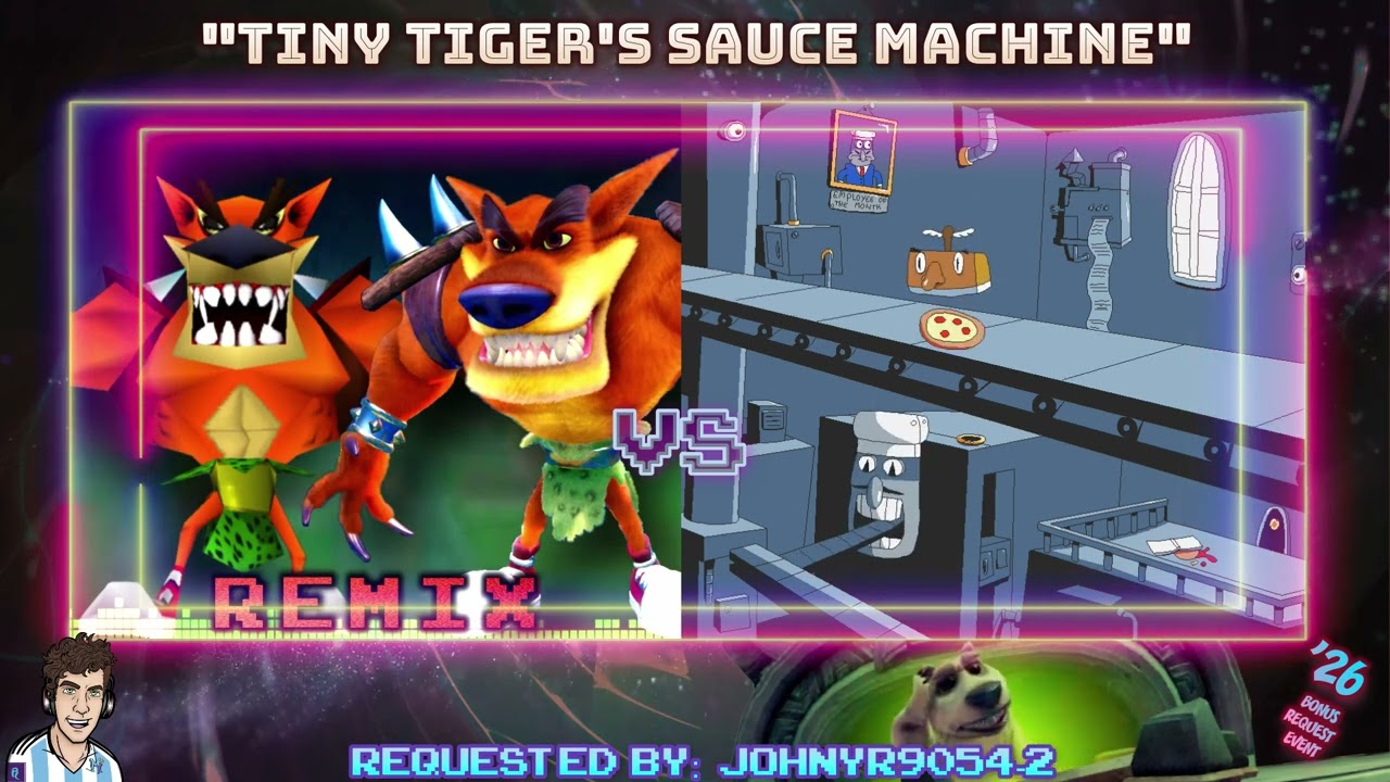 Tiny Tiger's Sauce Machine 🎶 Crash / Pizza Tower MASHUP (All Tiny Tiger's Versions)
