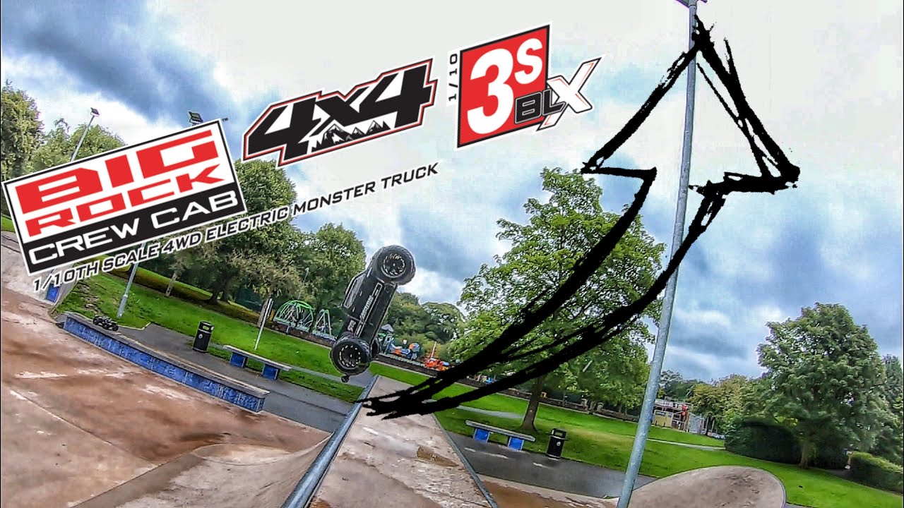 #Arrma BigRock 3s..THE BLACK KNIGHT..⚔️ Slippy Skate Park Bash 6s Shocks Crcu Bash Bar 18t Pinion🚀