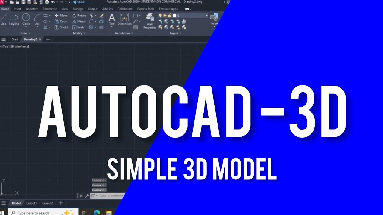AutoCAD 3D | Simple 3D Model  | Master every Tool Step-by-Step
