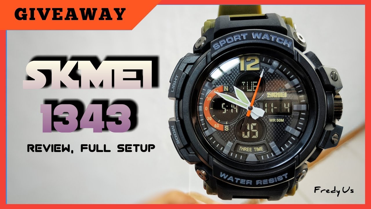 SKMEI 1343 ARMY GREEN - REVIEW, FULL SETUP (INDONESIA)