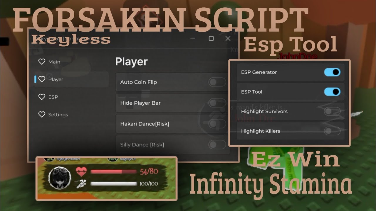 FORSAKEN SCRIPT *KEYLESS* SARYN HUB INFINITY STAMINA, ESP TOOL AND MORE