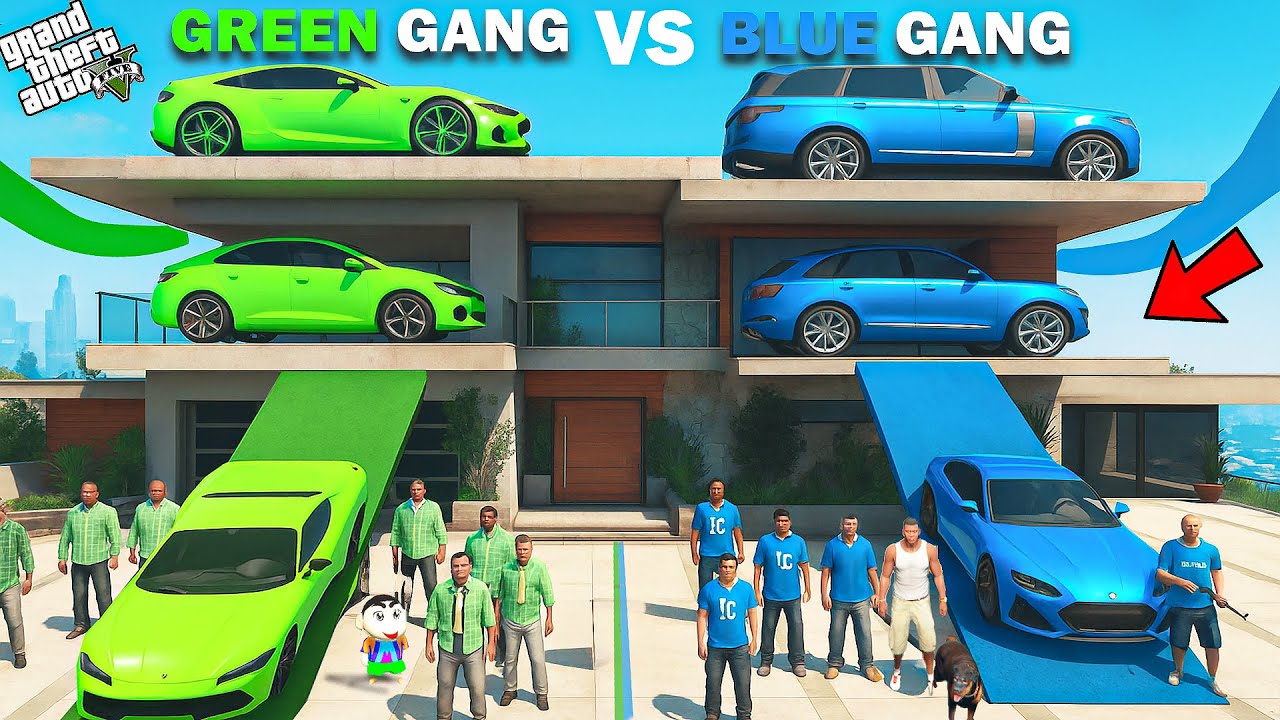 Franklin Blue Gang Vs Shinchan Green Gang Parking Upgrade Challenge In GTA 5!