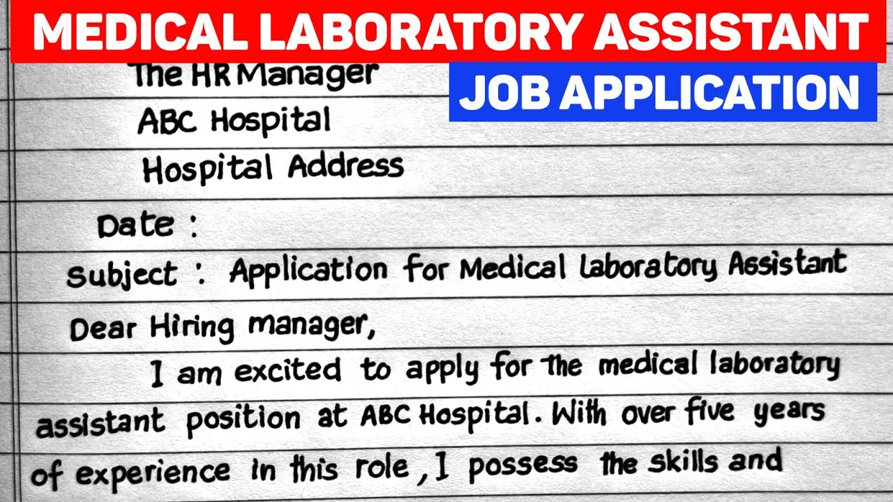 Application for the post of Medical Laboratory Assistant | Job Application Kaise Likhe